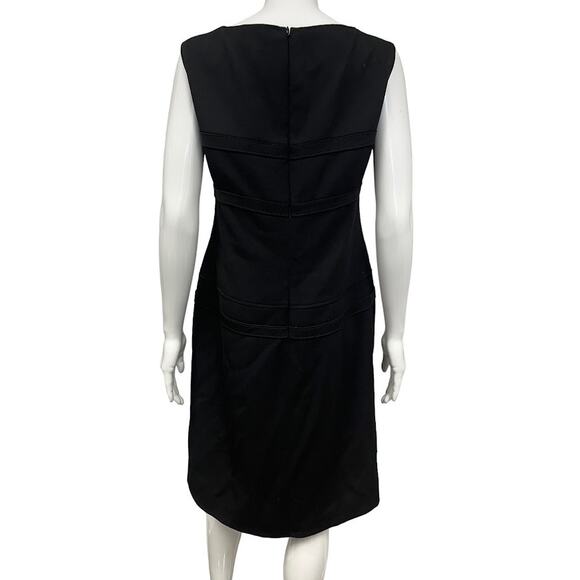 VALENTINO Black 100% Wool Bow Accent Sleeveless A-Line Knee Length Dress 12 - Picture 2 of 5